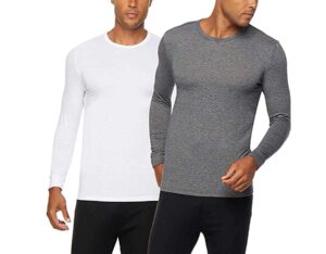 32 degrees men's heat long sleeve scoop neck tee 2-pack (xl, white/grey)