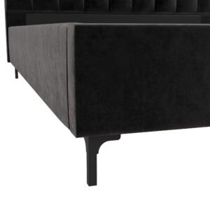 DHP Camilla Upholstered Platform Bed with Luxe Vertical Channel Tufted Headboard, No Box Spring Needed, Queen, Black Velvet