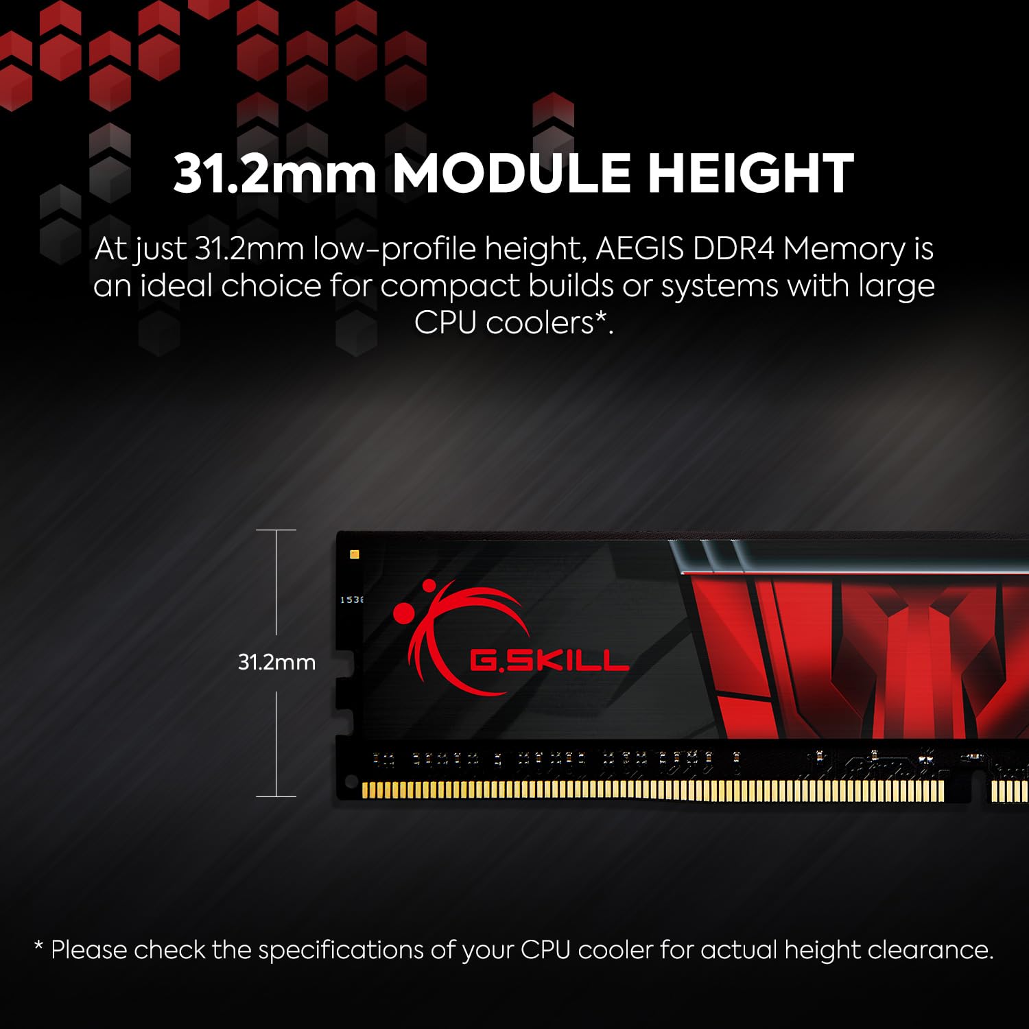 G.SKILL AEGIS Series (Intel XMP) DDR4 RAM 32GB (2x16GB) 3200MT/s CL16-18-18-38 1.35V Desktop Computer Memory UDIMM (F4-3200C16D-32GIS)