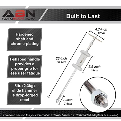 ABN Slide Hammer Puller Set - 5 lb Slide Hammer Axle and Hub Puller and Dent Remover Unit Auto Body Hammer Tool