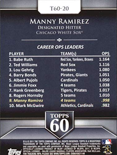 2011 Topps Topps 60#T60-20 Manny Ramirez Chicago White Sox MLB Baseball Card NM-MT