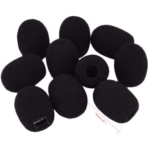 10 Piece Black L30mm x D8mm Mini Microphone Headset Windscreen Foam Mic Cover