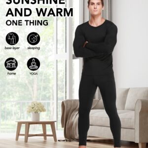 JZCreater Thermal Underwear for Men, Mens Long Johns Thermal Underwear Set, Winter Fleece Lined Base Layer Set for Cold Weather (Large, Black)