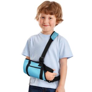 arm sling for children, kids arm support with waistband under 6 years old shoulder immobilizer and storage pockets for toddler broken arm, elbow, wrist support and injury recovery arm sling for shoulder injury
