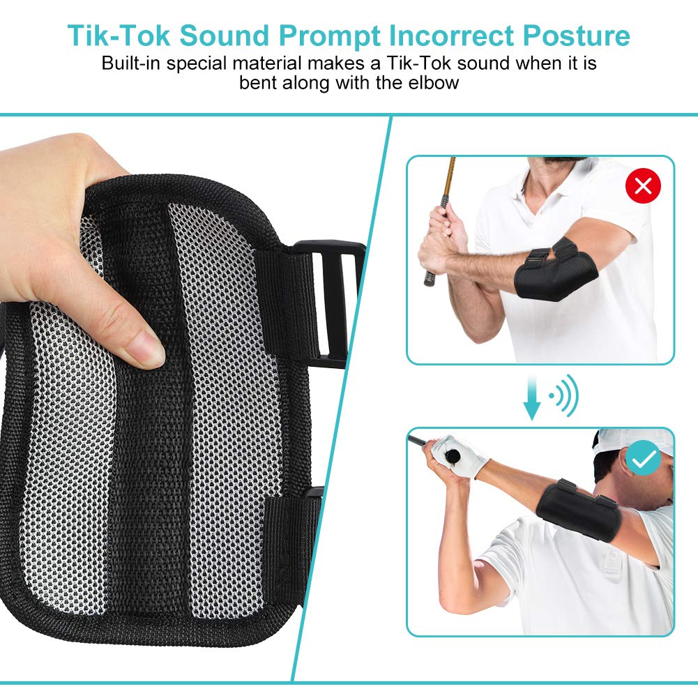 Golf Swing Training Aid Elbow, Golf Swing Trainer, Straight Arm Golf Training Aid with TIK-Tok Sound Notifications, Posture Correction Brace of Golf Swing for Beginners Training