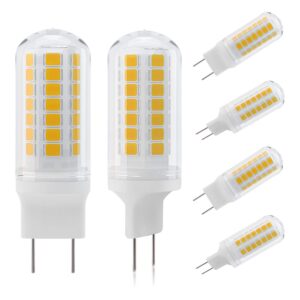 dicuno g8 led bulb 4w flat base, 40w halogen equivalent, 450lm, warm white 3000k, non-dimmable bi-pin replacement bulb for under counter, under-cabinet light and puck light, 6-pack