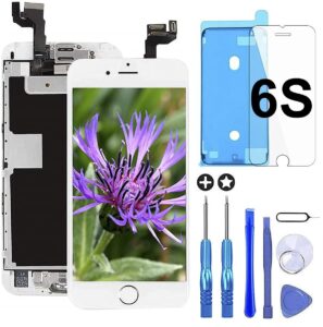 guleek for iphone 6s screen replacement white touch display lcd digitizer full assembly with front camera, proximity sensor, ear speaker and home button including repair tool and screen protector