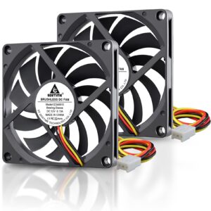 gdstime quiet 80mm fan, 12v 3pin 80mm x 80mm x 10mm brushless dc fan for cpu coolers