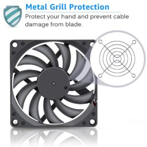 GDSTIME Quiet 80mm Fan, 12V 3PIN 80mm x 80mm x 10mm Brushless DC Fan for CPU Coolers