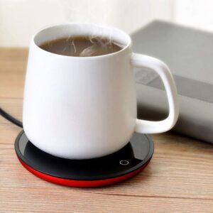 Fdit Beverage Warmer Plate Desktop Heated Coffee Tea Waterproof Touch for Coffee Tea Milk(US-Red)