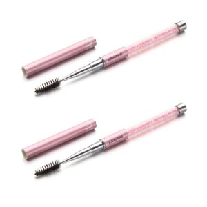 JOSALINAS 2PCS Mascara Brushes Eyebrow Eyelash Brushes Mascara Wands Applicators Eye Brushes Portable Cosmetic Brushes with Cap for Travel, Pink