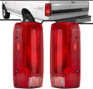 epic lighting oe style replacement rear brake tail lights assembly compatible with ford 90-96 f-150 (10/89) 90-97 f-250 f-350 styleside bronco [ fo2800106 e9tz13405c fo2801105 e9tz13404c ] pair