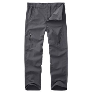 kids' cargo pants, youth boys' hiking casual outdoor quick dry boy scout uniform pants #9030-grey-l