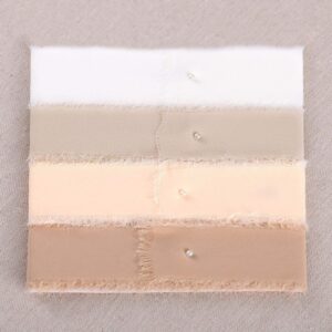 DreamBuilt Handmade Fringe Chiffon Silk-Like Ribbon 1.5" x 3Yd Sand Color Shade Ribbons Sample Swatch Chart for Wedding Invitations, Bouquets, Gift Wrapping(Nude/Cream/Sand/Ivory)