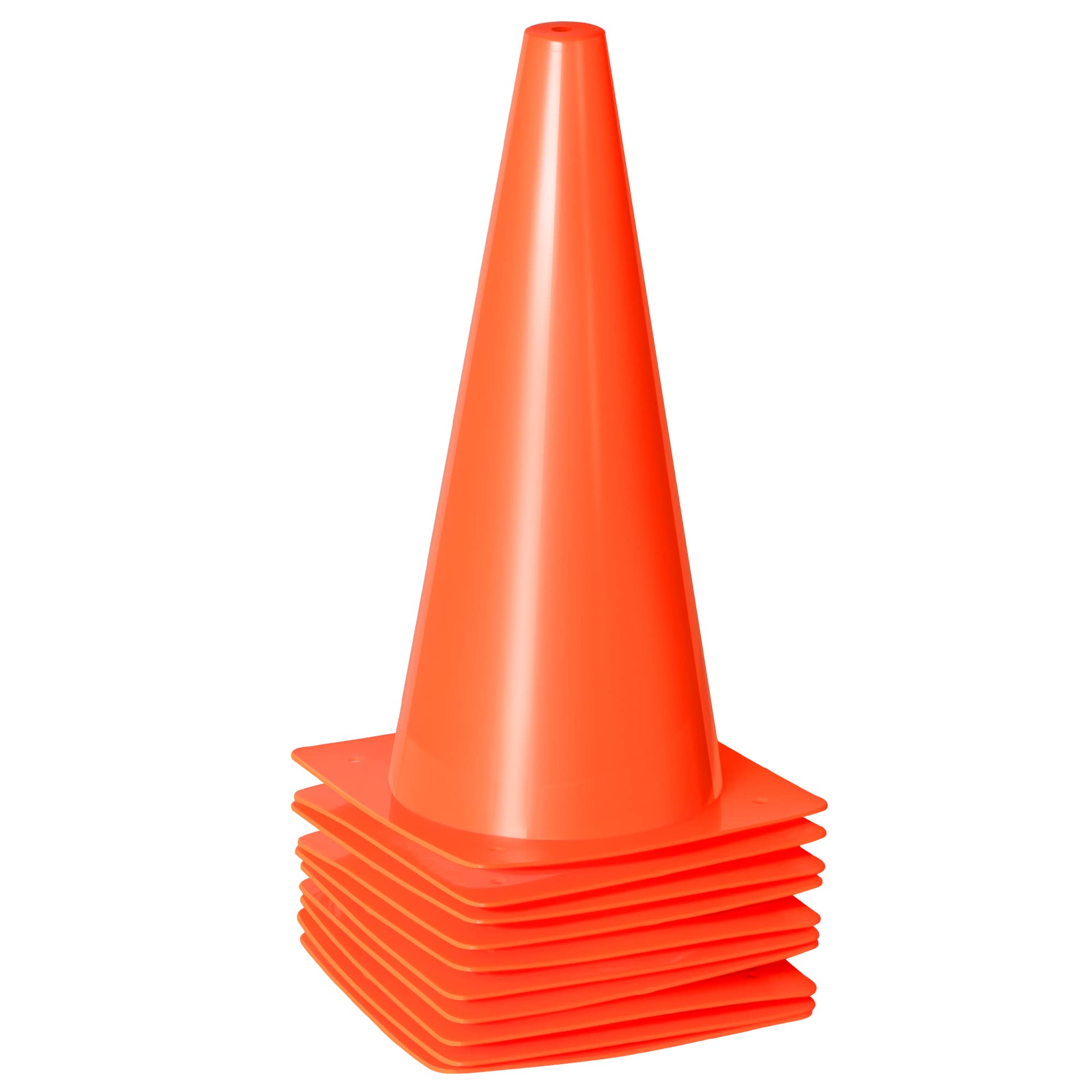12 Inch Traffic Training Sports Cones, [10 Pack] Orange Safety Cones, Soccer Basketball Cones for Drills, Plastic Marker Cones for Indoor/Outdoor Activity & Festive Events