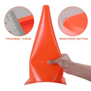 12 Inch Traffic Training Sports Cones, [10 Pack] Orange Safety Cones, Soccer Basketball Cones for Drills, Plastic Marker Cones for Indoor/Outdoor Activity & Festive Events