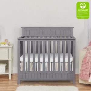 Dream On Me Harbor 4-in-1 Convertible Mini Crib in Storm Grey, Greenguard Gold Certified