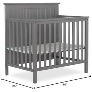 Dream On Me Ava 4-in-1 Convertible Mini Crib in Steel Grey, Greenguard Gold Certified, Non-Toxic Finish, Comes with 1" Mattress Pad, with 3 Mattress Height Settings