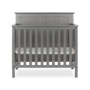 Dream On Me Ava 4-in-1 Convertible Mini Crib in Steel Grey, Greenguard Gold Certified, Non-Toxic Finish, Comes with 1" Mattress Pad, with 3 Mattress Height Settings