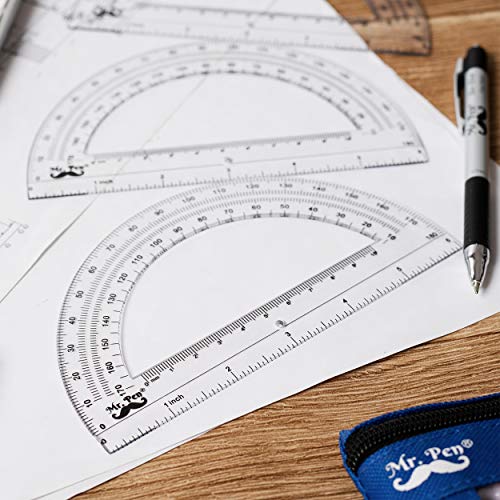 Mr. Pen- Protractor, 6 inch, 3 Pack, Protractors, Clear Protractor, Geometry Protractor, Protractor 6 inch, Clear Plastic Protractor, Protractor for School, Protractor Math, Plastic Protractor Clear