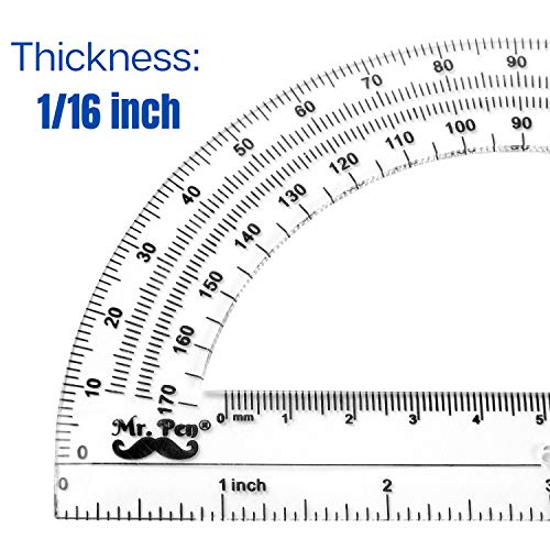 Mr. Pen- Protractor, 6 inch, 3 Pack, Protractors, Clear Protractor, Geometry Protractor, Protractor 6 inch, Clear Plastic Protractor, Protractor for School, Protractor Math, Plastic Protractor Clear