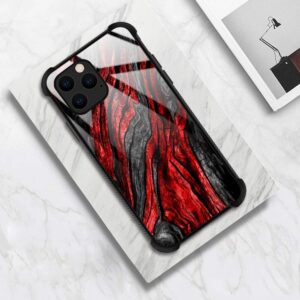 CARLOCA Compatible with iPhone 11 Case,Black Red Wood Grain iPhone 11 Cases for Men Boys,Graphic Design Shockproof Anti-Scratch Hard Back Case for iPhone 11 Wood Grain