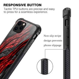 CARLOCA Compatible with iPhone 11 Case,Black Red Wood Grain iPhone 11 Cases for Men Boys,Graphic Design Shockproof Anti-Scratch Hard Back Case for iPhone 11 Wood Grain