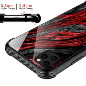 CARLOCA Compatible with iPhone 11 Case,Black Red Wood Grain iPhone 11 Cases for Men Boys,Graphic Design Shockproof Anti-Scratch Hard Back Case for iPhone 11 Wood Grain