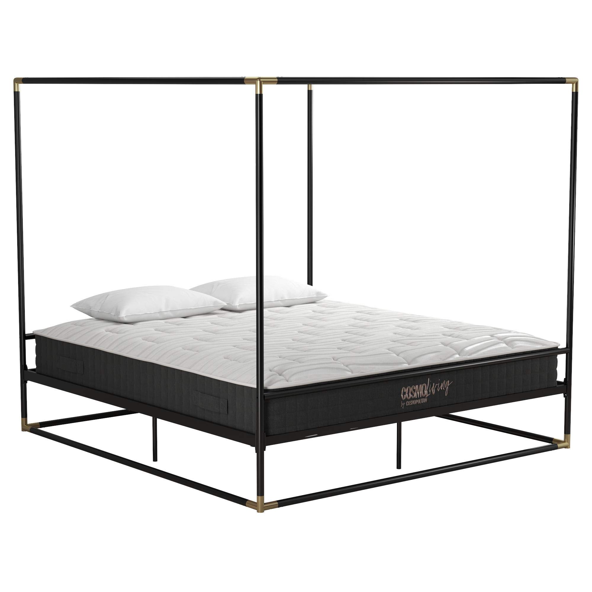 CosmoLiving by Cosmopolitan CosmoLiving Celeste Canopy Metal, King Size Frame, Black/Gold Bed