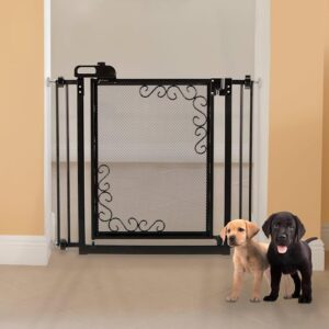 Richell - One-Touch Metal Mesh Pet Gate (94940) Black Pet Gate, Medium