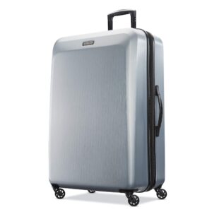 american tourister moonlight hardside expandable luggage with spinner wheels, silver, checked-large 28-inch