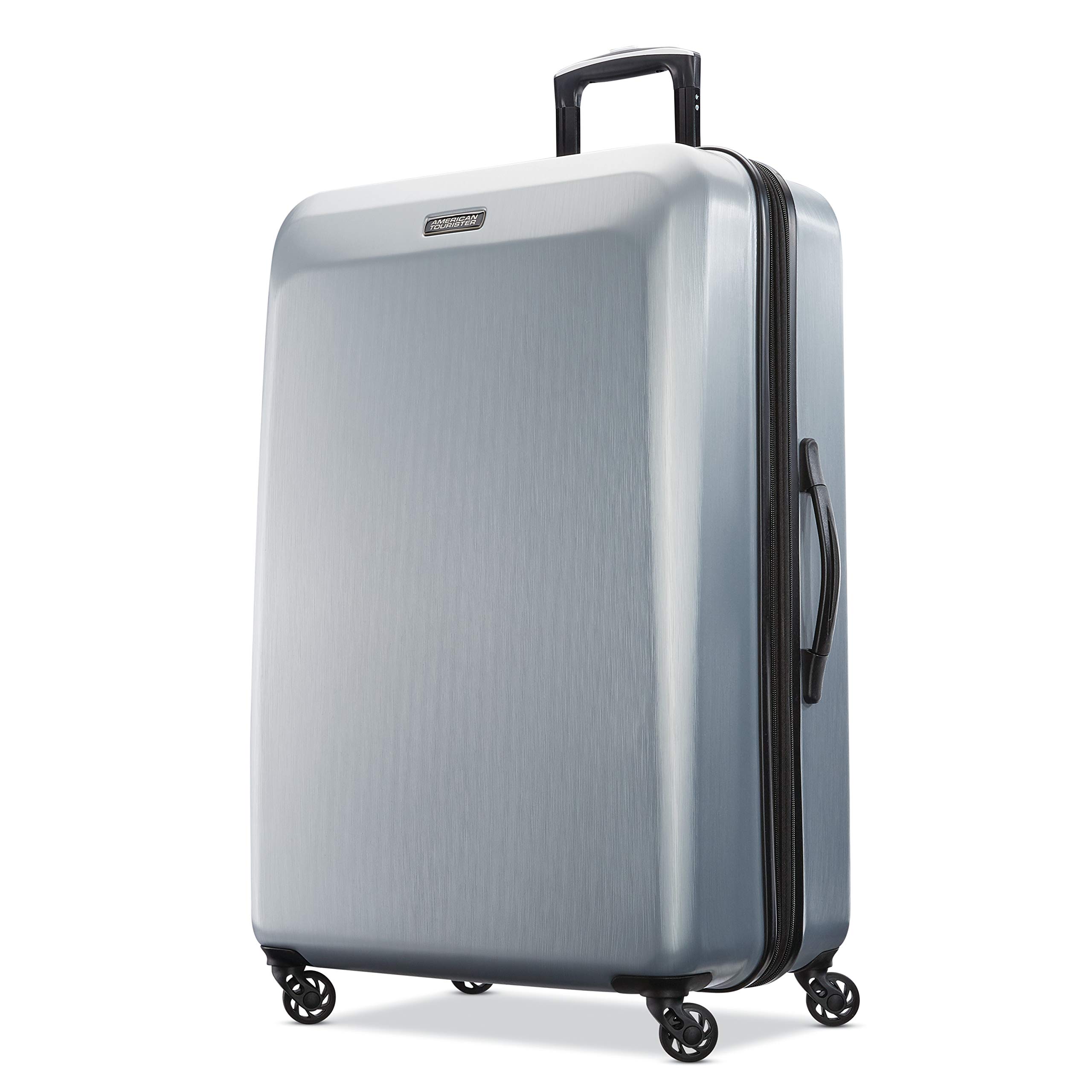 American Tourister Moonlight Hardside Expandable Luggage with Spinner Wheels, Silver, Checked-Large 28-Inch