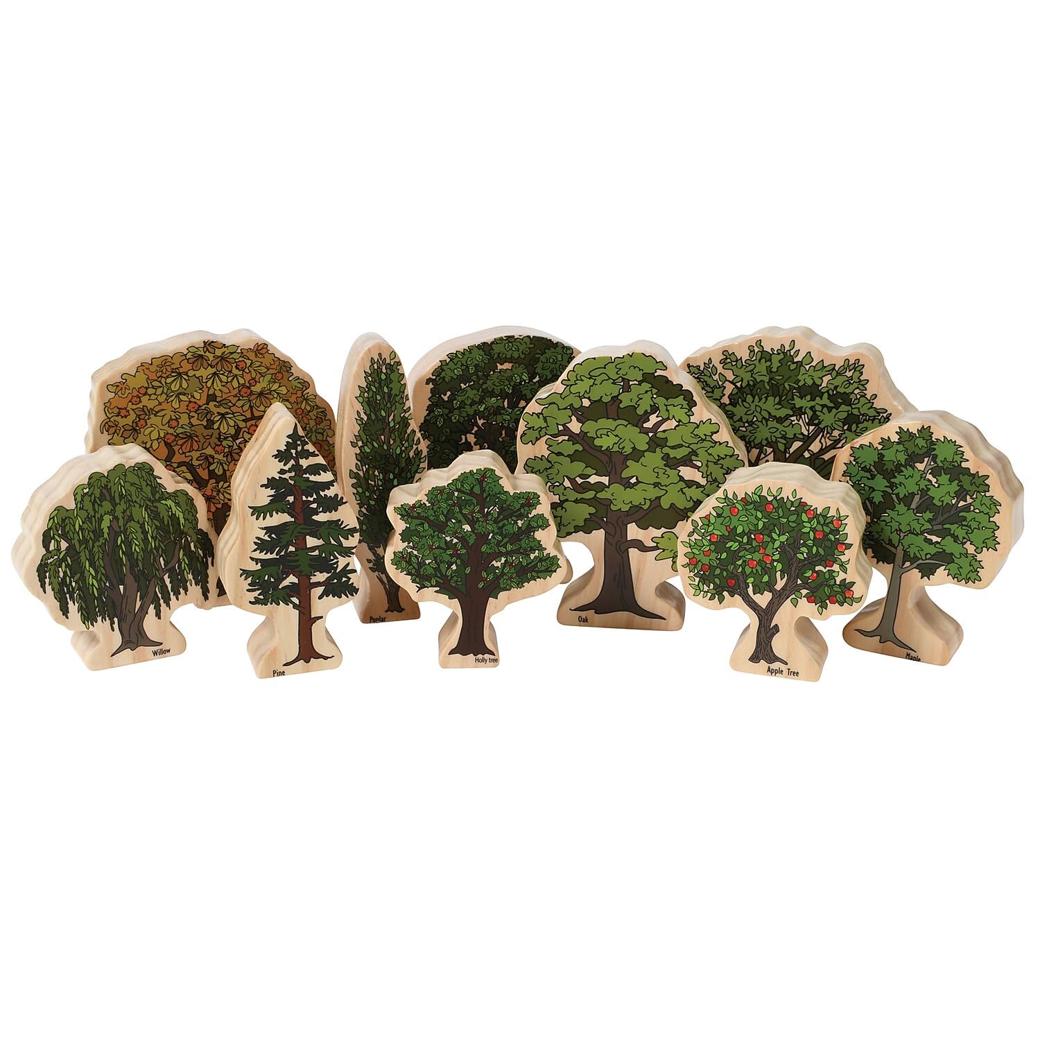 The Freckled FROG-FF472 Trees of All Seasons - Set of 10 - Ages 2+ - Wooden Tree Blocks for Toddlers - Includes Different Tree Species in Winter, Summer, Autumn and Spring - Double-Sided