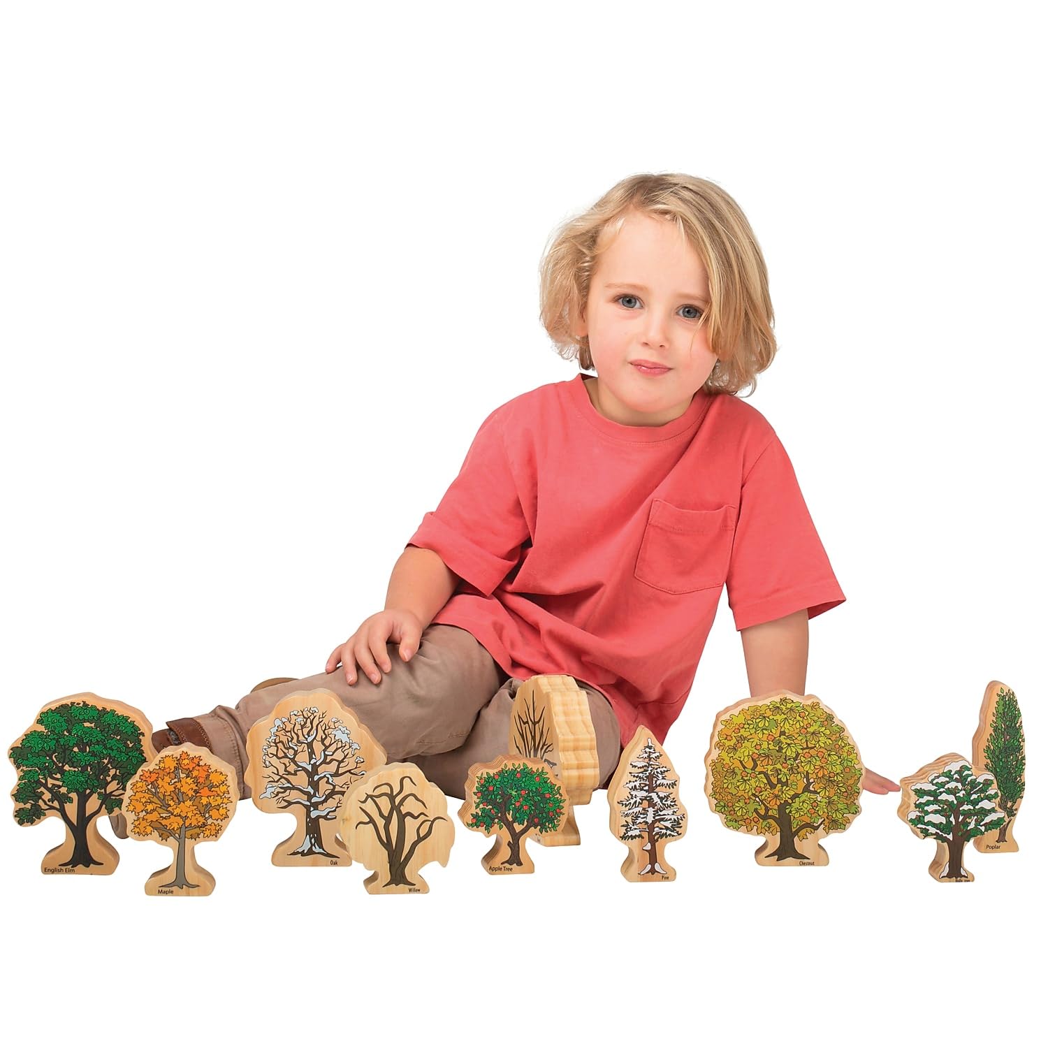 The Freckled FROG-FF472 Trees of All Seasons - Set of 10 - Ages 2+ - Wooden Tree Blocks for Toddlers - Includes Different Tree Species in Winter, Summer, Autumn and Spring - Double-Sided