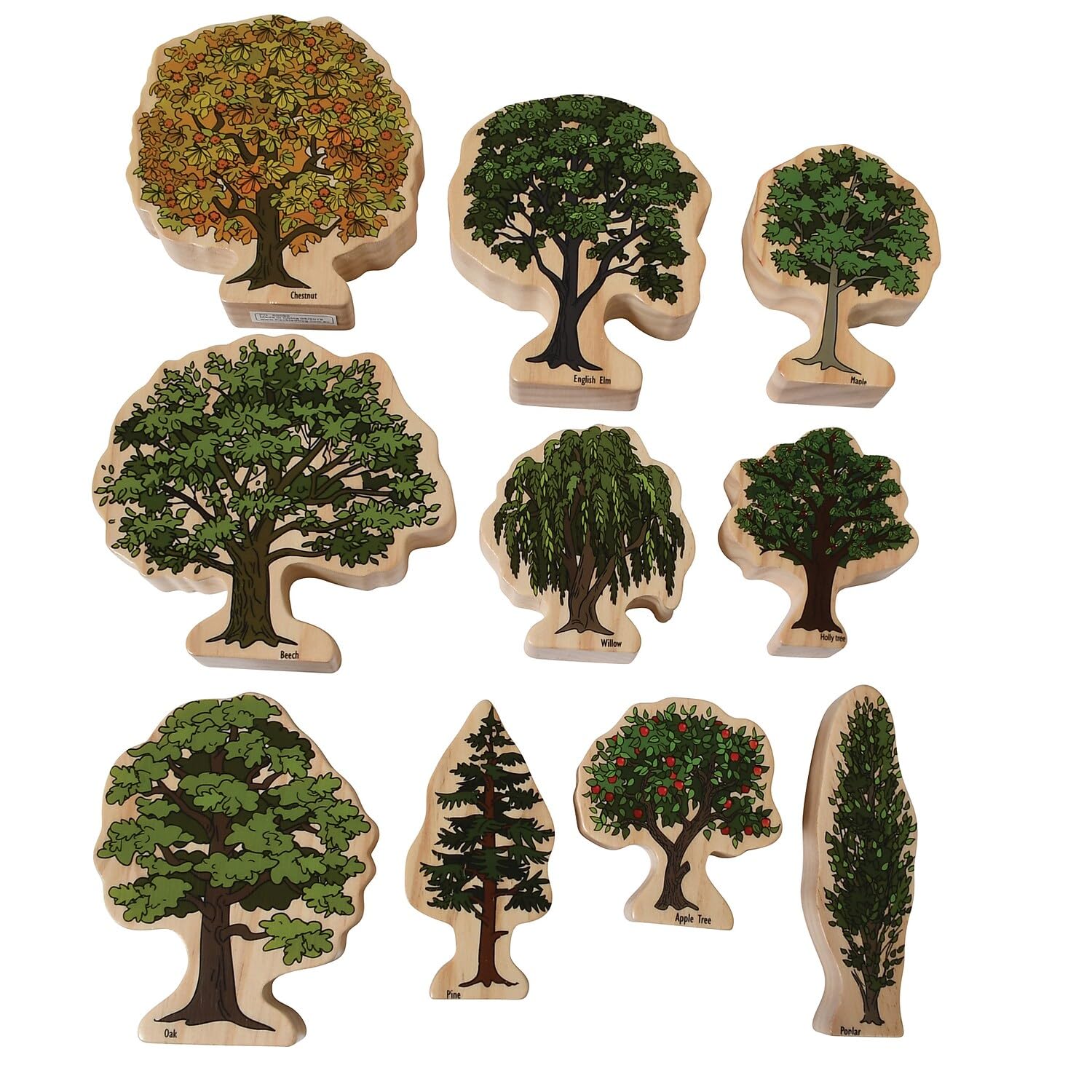 The Freckled FROG-FF472 Trees of All Seasons - Set of 10 - Ages 2+ - Wooden Tree Blocks for Toddlers - Includes Different Tree Species in Winter, Summer, Autumn and Spring - Double-Sided