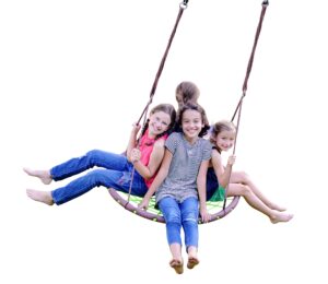 swurfer web tree swing, saucer swing – tree swings for kids outdoor, outdoor swing for kids, weather resistant, durable aluminium frame, adjustable rope, easy tool free assembly, holds up to 500 lbs