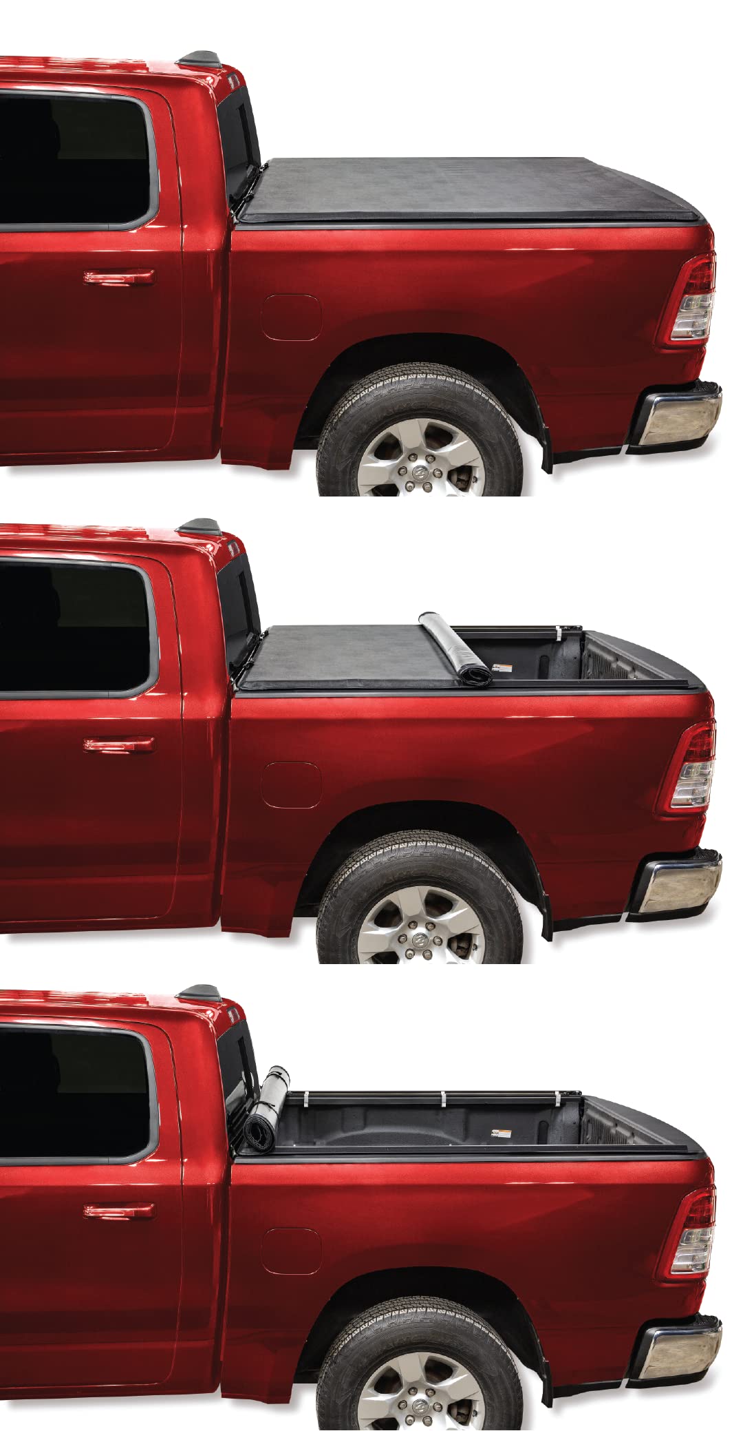 LEER ROLLITUP | Compatible with 2015-2023 Ford F-150 with 5.6' Bed | Soft Roll Up Truck Bed Tonneau Cover | 4R112 | Low-Profile, Sturdy, Easy 15-Minute Install (Black)