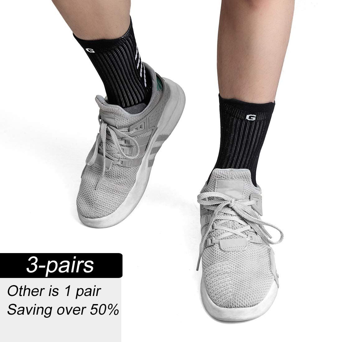 Anti-slip Sock Men Women Non-slip Soccer Basketball Tennis Sport Sock Grip Non skid Slipper Sock Yoga Football Black M 3P