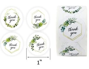 1.5in greenery frames thank you stickers / 4 alternating designs / 500 boho thank you stickers