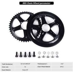 BAFANG Chainring Wheel for BBS01 BBS02 Mid Drive,52T Ebike Chain Ring with Guard for Mid Mount Motor, Chainwheel for Electric Bike Conversion Kits Durable Aluminium Bike