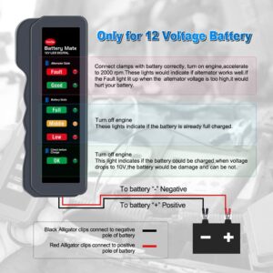 EDIAG 12V Car Battery Tester BM310 Digital Alternator Tester, Check Battery Condition & Alternator Charging for Car, Motorcycle