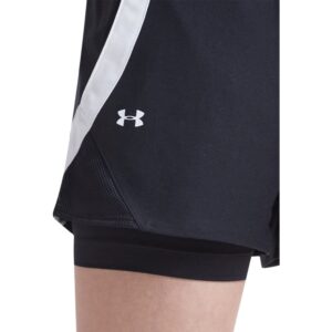 Under Armour womens Play Up 2-In-1 Shorts , Black (001)/White , X-Small