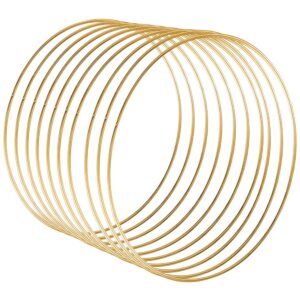 sntieecr 10 pack 10 inch large metal floral hoop wreath macrame gold hoop rings for diy wedding wreath decor, dream catcher and macrame wall hanging crafts