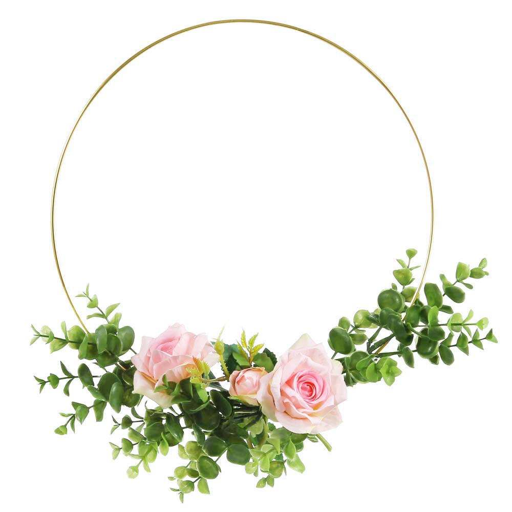 Sntieecr 10 Pack 10 Inch Large Metal Floral Hoop Wreath Macrame Gold Hoop Rings for DIY Wedding Wreath Decor, Dream Catcher and Macrame Wall Hanging Crafts