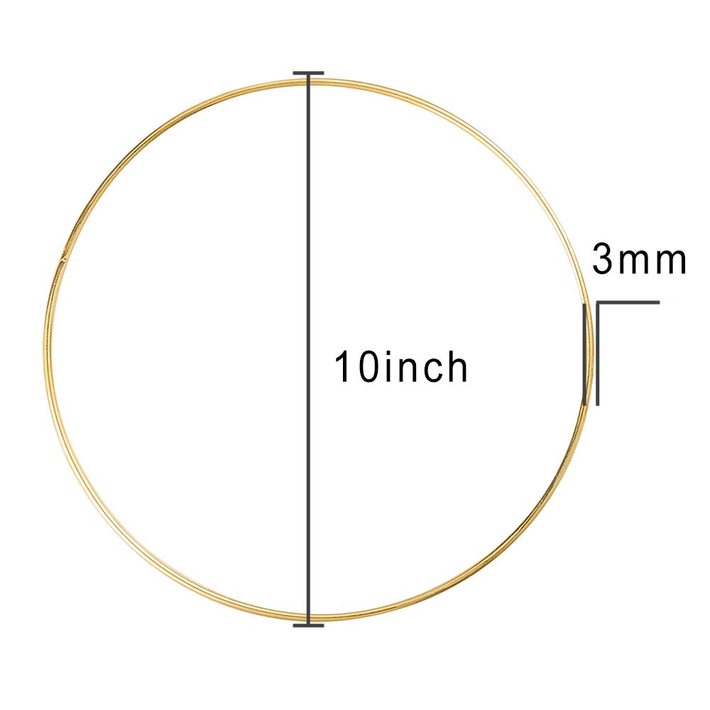 Sntieecr 10 Pack 10 Inch Large Metal Floral Hoop Wreath Macrame Gold Hoop Rings for DIY Wedding Wreath Decor, Dream Catcher and Macrame Wall Hanging Crafts