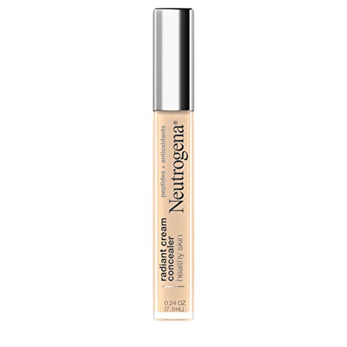 Neutrogena Healthy Skin Radiant Brightening Cream Concealer with Peptides & Vitamin E Antioxidant, Lightweight Perfecting Concealer, Non-Comedogenic, Ivory Light 01 with neutral undertones, 0.24 oz