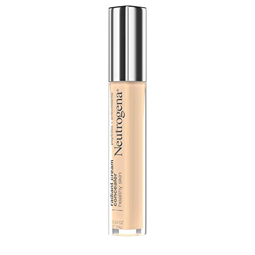 Neutrogena Healthy Skin Radiant Brightening Cream Concealer with Peptides & Vitamin E Antioxidant, Lightweight Perfecting Concealer, Non-Comedogenic, Ivory Light 01 with neutral undertones, 0.24 oz