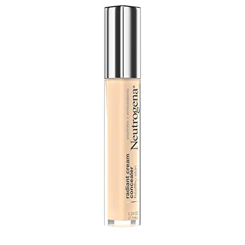 Neutrogena Healthy Skin Radiant Brightening Cream Concealer with Peptides & Vitamin E Antioxidant, Lightweight Perfecting Concealer, Non-Comedogenic, Ivory Light 01 with neutral undertones, 0.24 oz