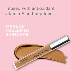 Neutrogena Healthy Skin Radiant Brightening Cream Concealer with Peptides & Vitamin E Antioxidant, Lightweight Perfecting Concealer, Non-Comedogenic, Ivory Light 01 with neutral undertones, 0.24 oz