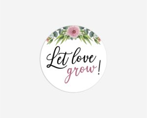 24 ct let love grow, succulent wedding stickers, bridal shower label, hotel welcome bag (301-316-wh-rosy)